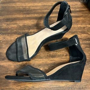 9W mesh ankle strap wedge